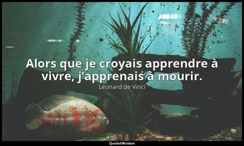 Alors que je croyais apprendre à vivre, j’apprenais à mourir. — Léonard de Vinci