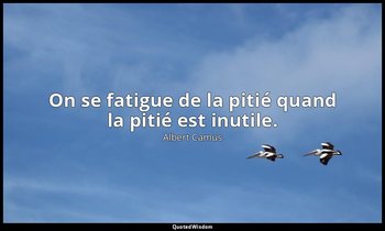 On se fatigue de la pitié quand la pitié est inutile. — Albert Camus
