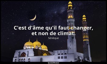 C'est d'âme qu'il faut changer, et non de climat. — Sénèque