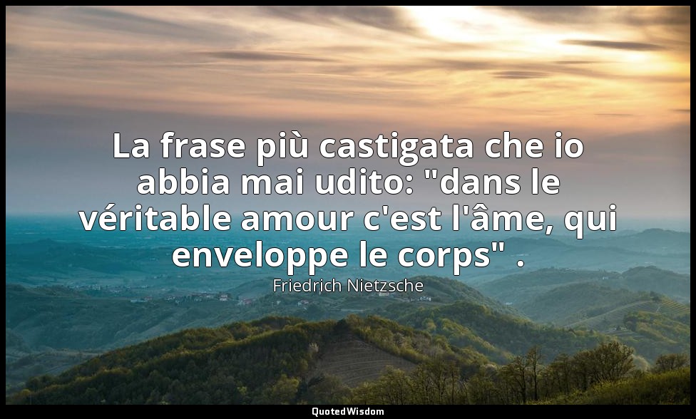 La frase più castigata che io abbia mai udito: "dans le véritable amour c'est l' — Friedrich Nietzsche