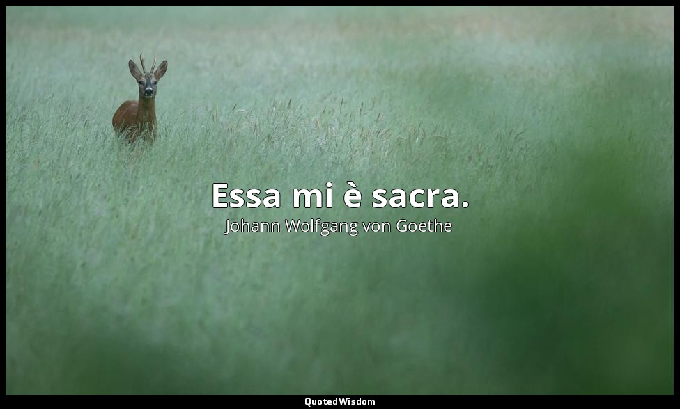 Essa mi è sacra. — Johann Wolfgang von Goethe