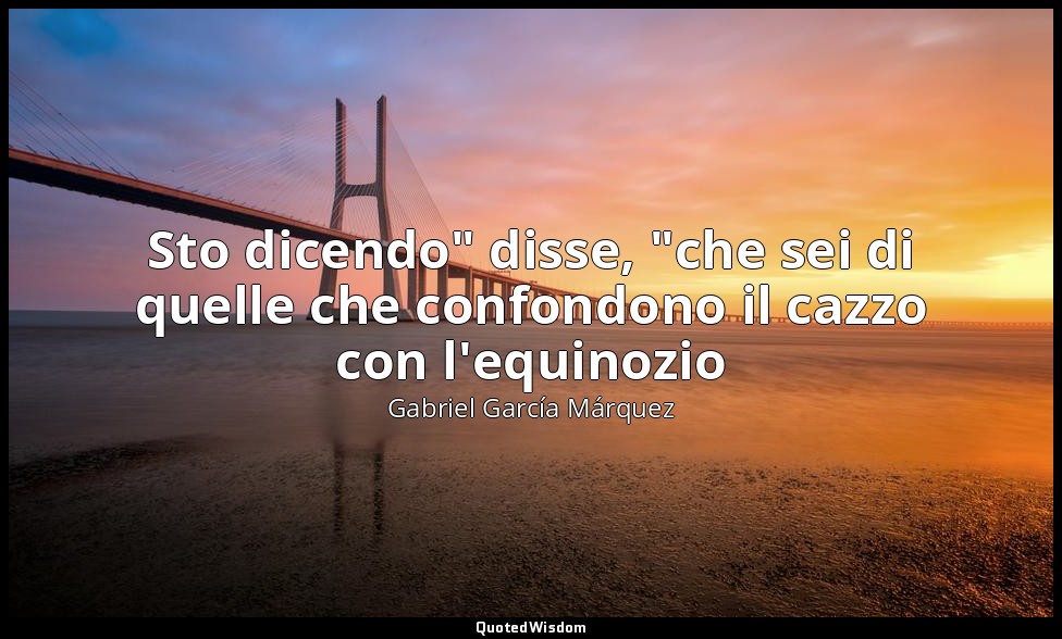 Sto dicendo" disse, "che sei di quelle che confondono il cazzo con l'equinozio — Gabriel García Márquez