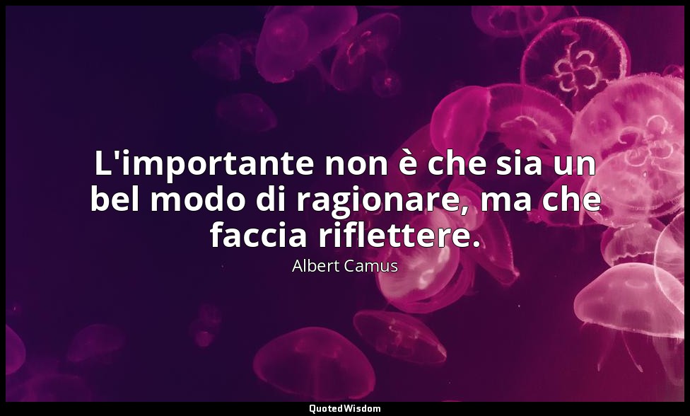 L'importante non è che sia un bel modo di ragionare, ma che faccia riflettere. — Albert Camus