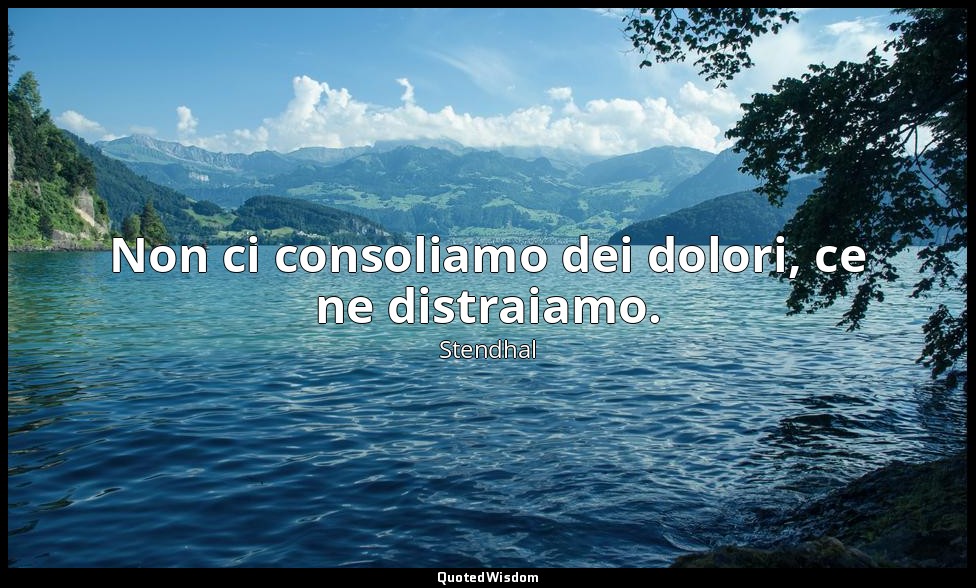 Non ci consoliamo dei dolori, ce ne distraiamo. — Stendhal
