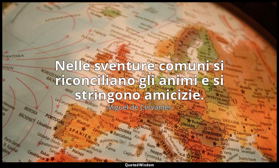 Nelle sventure comuni si riconciliano gli animi e si stringono amicizie. — Miguel de Cervantes