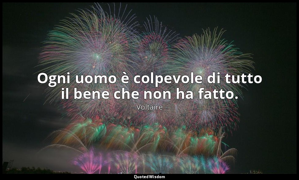 Ogni uomo è colpevole di tutto il bene che non ha fatto. — Voltaire