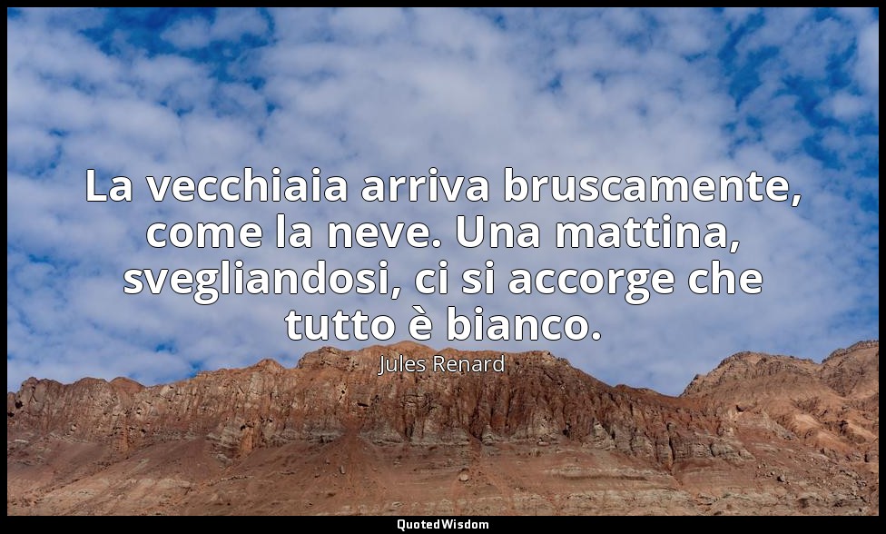 La vecchiaia arriva bruscamente, come la neve. Una mattina, svegliandosi, ci si  — Jules Renard