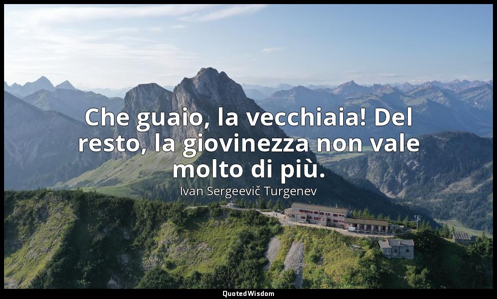 Che guaio, la vecchiaia! Del resto, la giovinezza non vale molto di più. — Ivan Sergeevič Turgenev