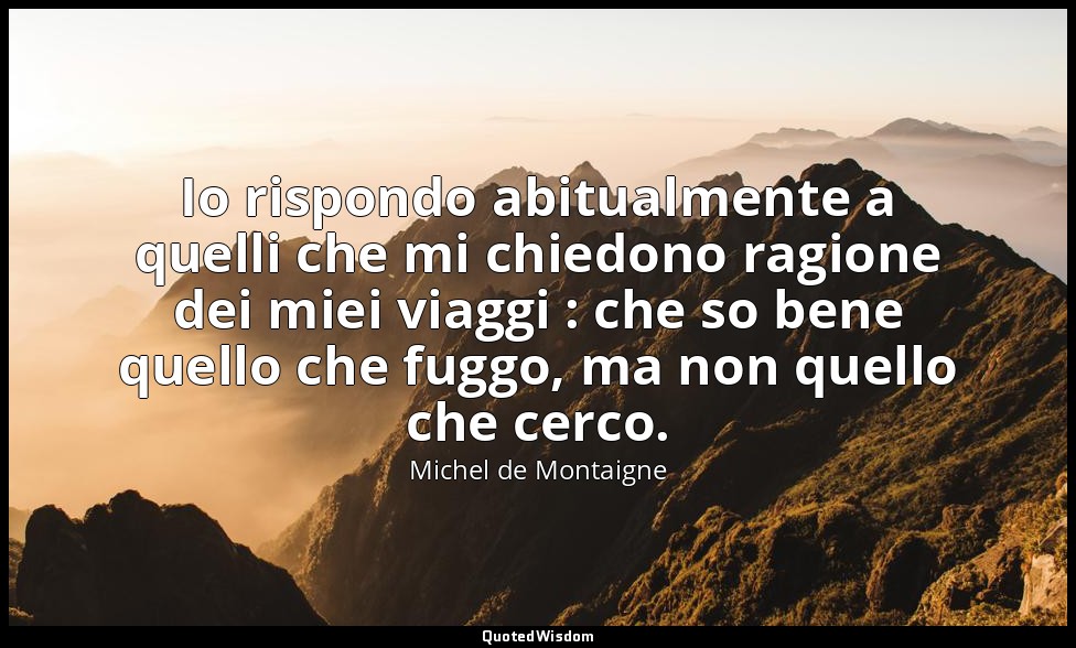 Io rispondo abitualmente a quelli che mi chiedono ragione dei miei viaggi : che  — Michel de Montaigne