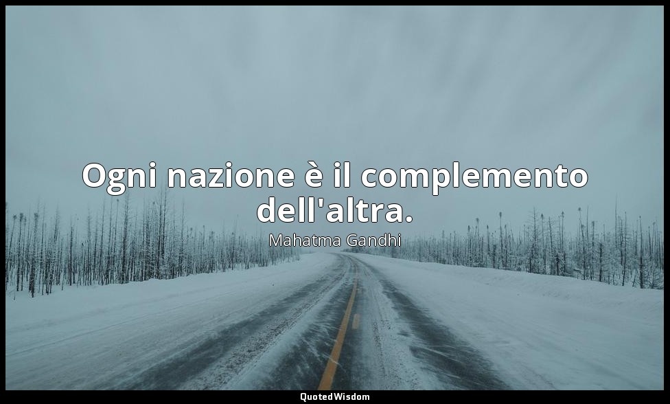 Ogni nazione è il complemento dell'altra. — Mahatma Gandhi