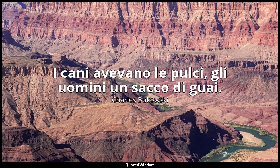 I cani avevano le pulci, gli uomini un sacco di guai. (da Cristo sui pattini a r — Charles Bukowski