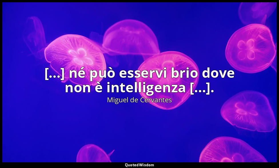 [...] né può esservi brio dove non è intelligenza [...]. — Miguel de Cervantes