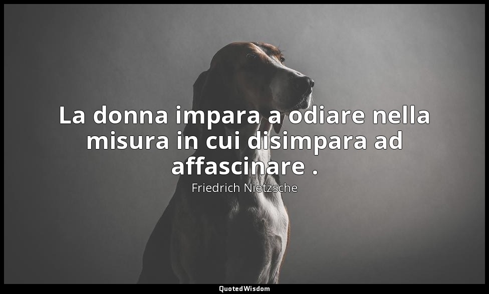 La donna impara a odiare nella misura in cui disimpara ad affascinare . (84; 200 — Friedrich Nietzsche