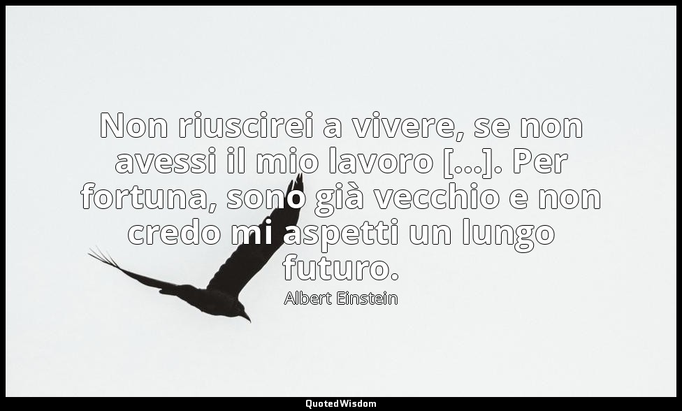 Non riuscirei a vivere, se non avessi il mio lavoro [...]. Per fortuna, sono già — Albert Einstein