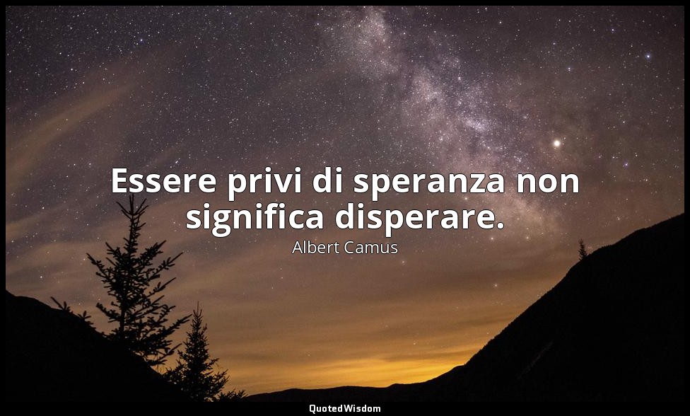 Essere privi di speranza non significa disperare. — Albert Camus