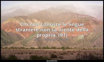 Chi non conosce le lingue straniere non sa niente della propria. (91) — Johann Wolfgang von Goethe