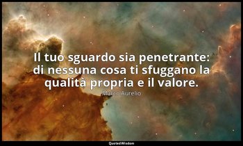 Il tuo sguardo sia penetrante: di nessuna cosa ti sfuggano la qualità propria e  — Marco Aurelio