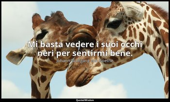 Mi basta vedere i suoi occhi neri per sentirmi bene. — Johann Wolfgang von Goethe
