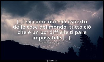 [...] siccome non sei esperto delle cose del mondo, tutto ciò che è un po' diffi — Miguel de Cervantes