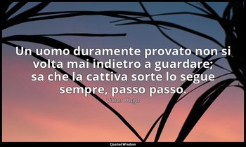 Un uomo duramente provato non si volta mai indietro a guardare; sa che la cattiv — Victor Hugo