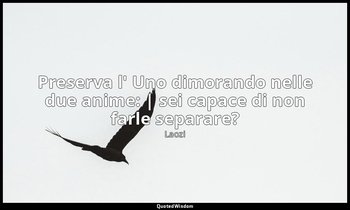 Preserva l' Uno dimorando nelle due anime: | sei capace di non farle separare? — Laozi