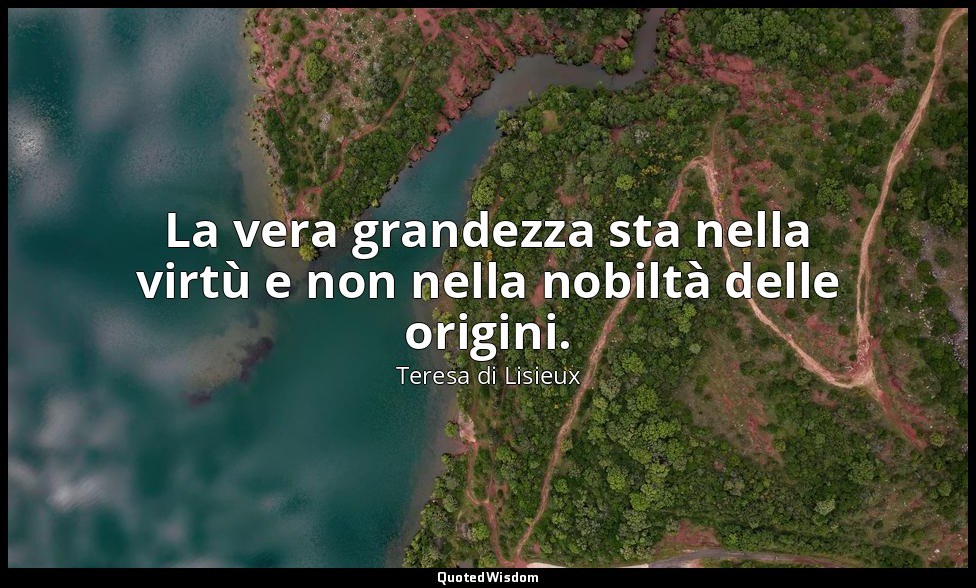 La vera grandezza sta nella virtù e non nella nobiltà delle origini. ( san Franc — Teresa di Lisieux