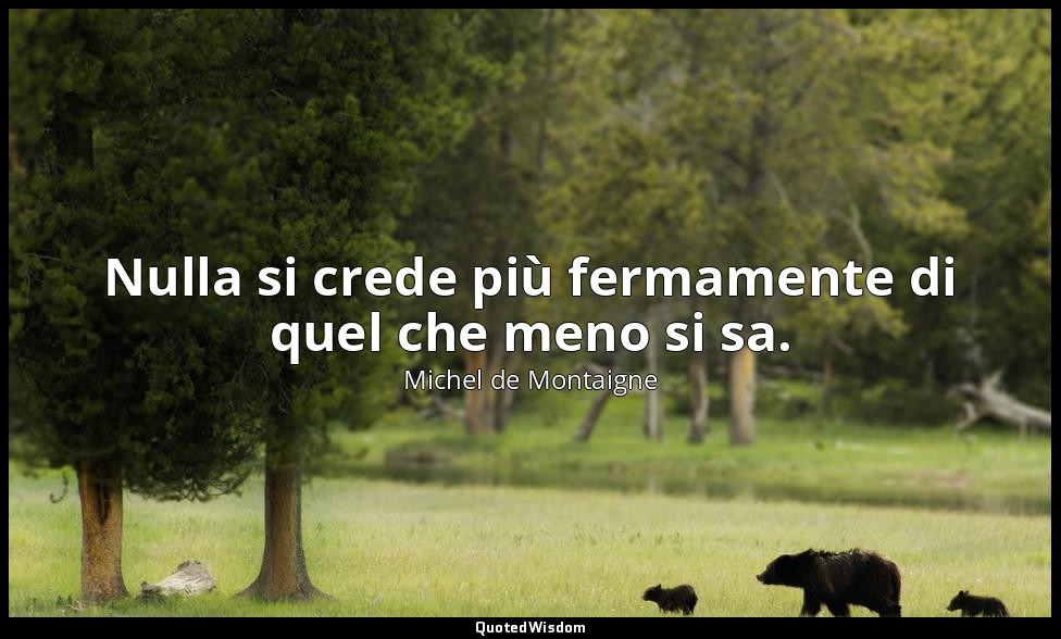 Nulla si crede più fermamente di quel che meno si sa. — Michel de Montaigne