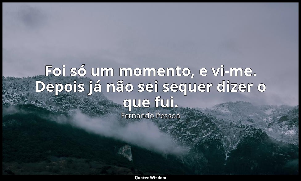 Foi só um momento, e vi-me. Depois já não sei sequer dizer o que fui. — Fernando Pessoa