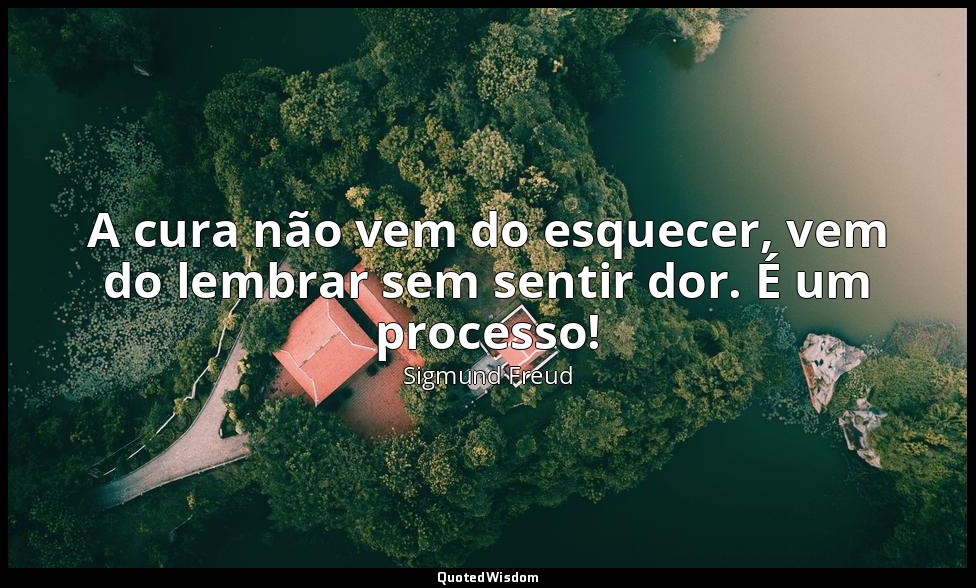 A cura não vem do esquecer, vem do lembrar sem sentir dor. É um processo! — Sigmund Freud