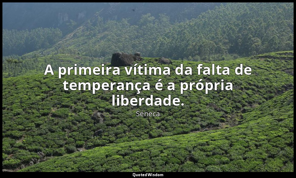 A primeira vítima da falta de temperança é a própria liberdade. — Séneca