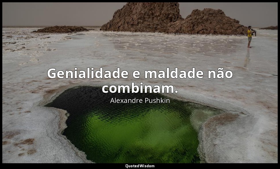 Genialidade e maldade não combinam. — Alexandre Pushkin