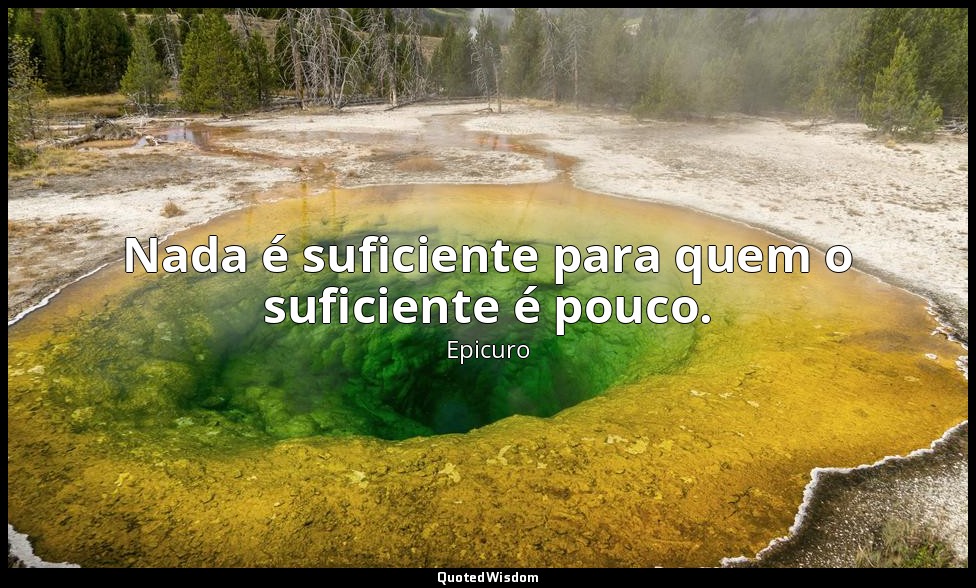 Nada é suficiente para quem o suficiente é pouco. — Epicuro