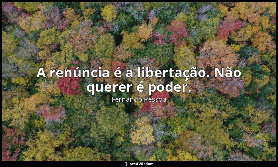 A renúncia é a libertação. Não querer é poder. — Fernando Pessoa