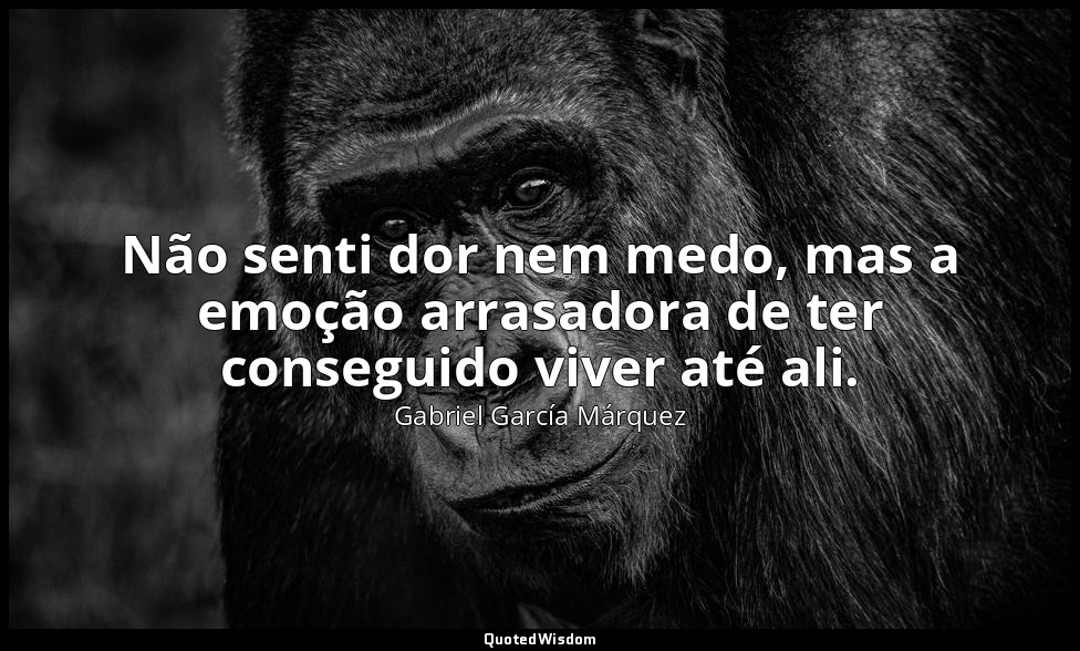 Não senti dor nem medo, mas a emoção arrasadora de ter conseguido viver até ali. — Gabriel García Márquez