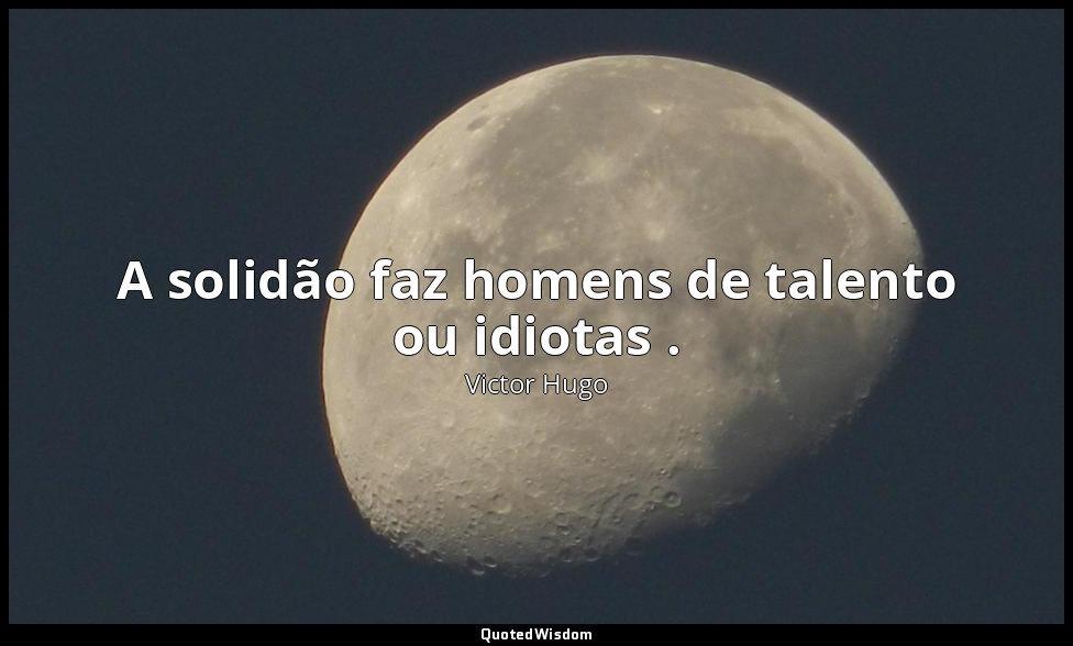 A solidão faz homens de talento ou idiotas . — Victor Hugo