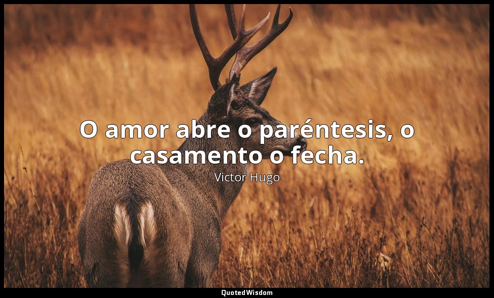 O amor abre o paréntesis, o casamento o fecha. — Victor Hugo