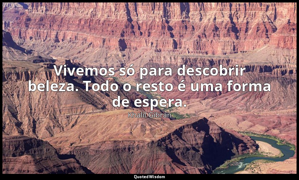Vivemos só para descobrir beleza. Todo o resto é uma forma de espera. — Khalil Gibran