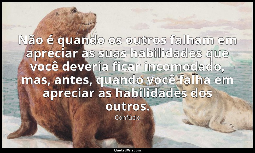 Não é quando os outros falham em apreciar as suas habilidades que você deveria f — Confúcio