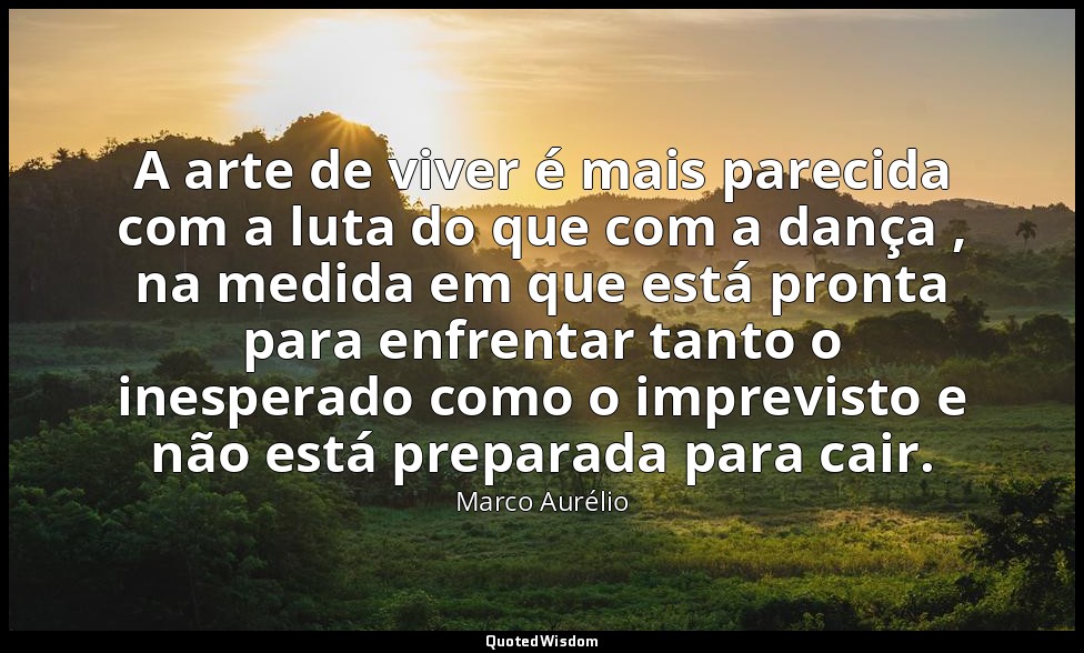 A arte de viver é mais parecida com a luta do que com a dança , na medida em que — Marco Aurélio