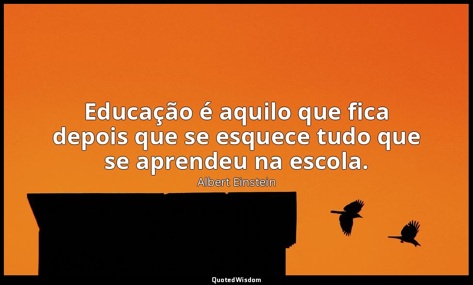 Educação é aquilo que fica depois que se esquece tudo que se aprendeu na escola. — Albert Einstein