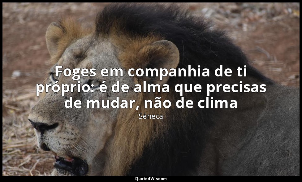 Foges em companhia de ti próprio: é de alma que precisas de mudar, não de clima — Séneca