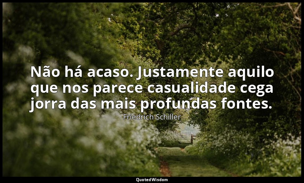 Não há acaso. Justamente aquilo que nos parece casualidade cega jorra das mais p — Friedrich Schiller