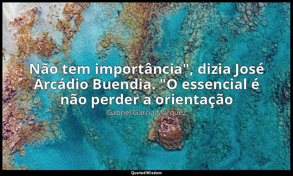 Não tem importância", dizia José Arcádio Buendia. "O essencial é não perder a or — Gabriel García Márquez