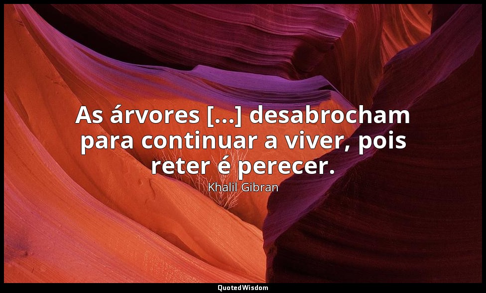 As árvores [...] desabrocham para continuar a viver, pois reter é perecer. — Khalil Gibran