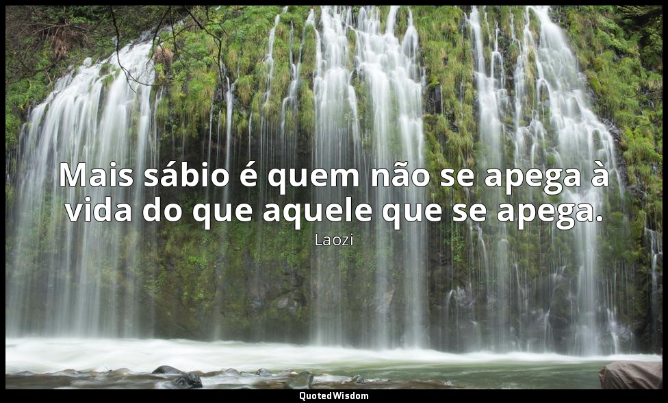 Mais sábio é quem não se apega à vida do que aquele que se apega. — Laozi