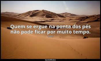 "Quem se ergue na ponta dos pés não pode ficar por muito tempo." — Laozi