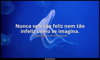 "Nunca se é tão feliz nem tão infeliz como se imagina." — François de La Rochefoucauld