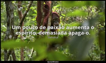 "Um pouco de paixão aumenta o espírito, demasiada apaga-o." — Stendhal
