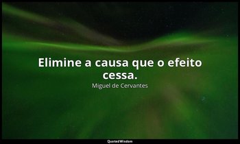 "Elimine a causa que o efeito cessa." — Miguel de Cervantes