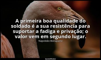 "A primeira boa qualidade do soldado é a sua resistência para suportar a fadiga  — Napoleão Bonaparte